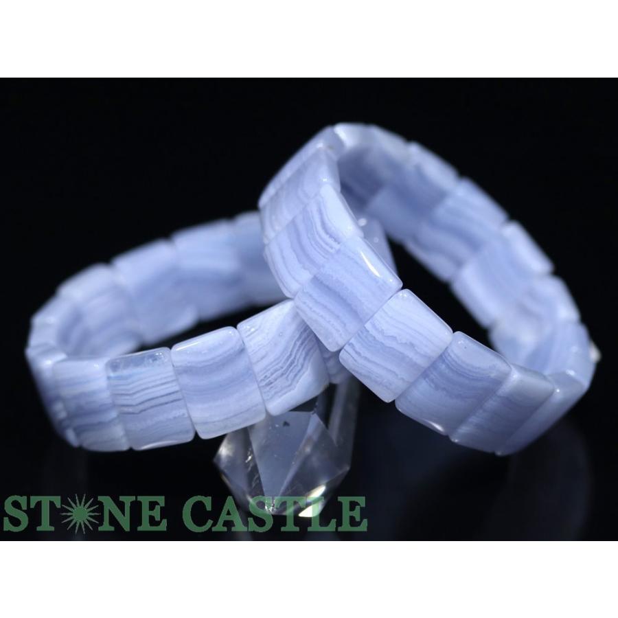 石流通センター 高品質 天然石 ブレスレット ブルーレースメノウ バングル (3A) 約18x13x6mm パワーストーン