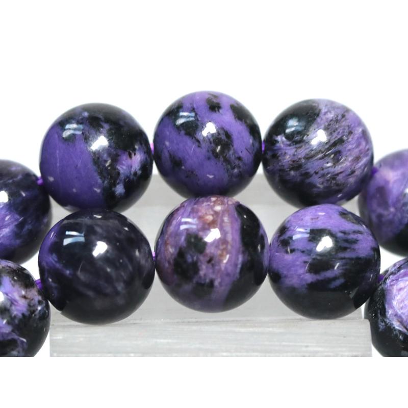 ②天然石　11〜12mm ブラックチャロアイト　2本セット ②天然石 11〜12mm ブラックチャロアイト 2本セット