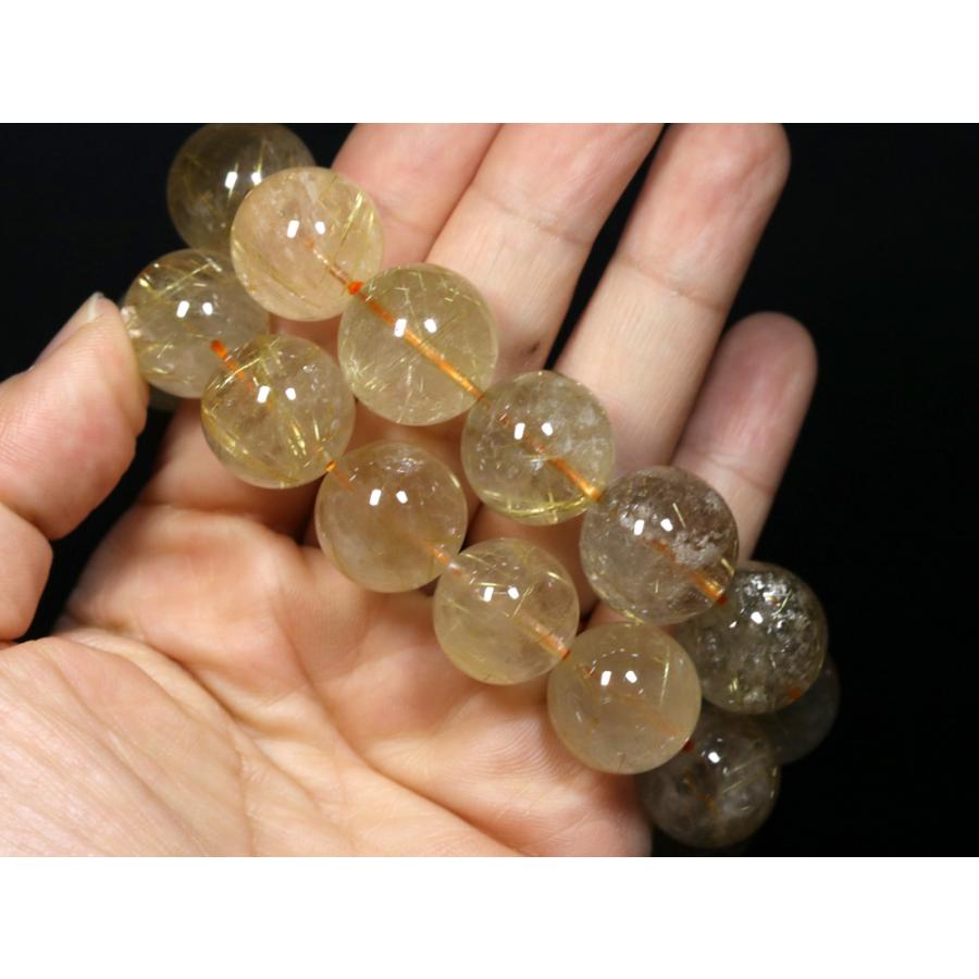 石流通センター 高品質 天然石 ブレスレット ゴールデンルチルクォーツ (3A) (約17〜17.5mm) (ケース付) パワーストーンの画像