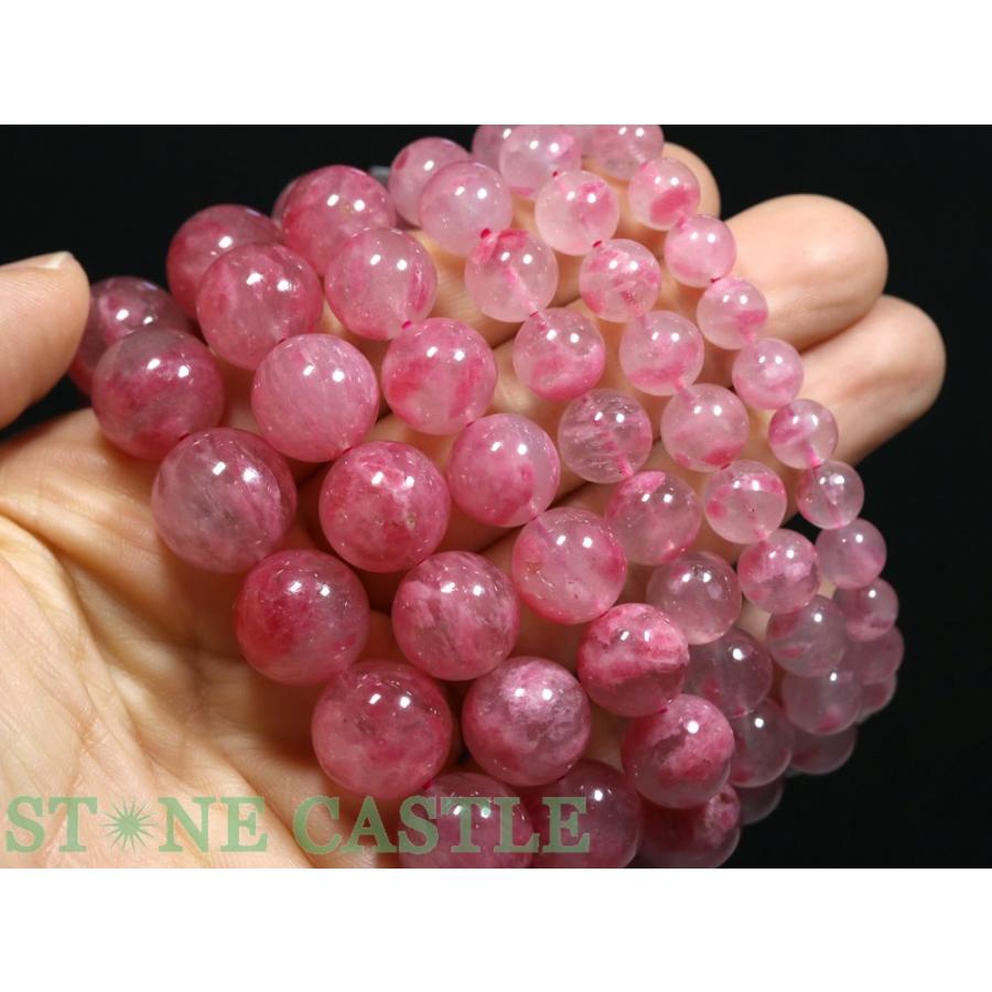 石流通センター 高品質 天然石 ブレスレット 桜ピンクロードナイト (3A