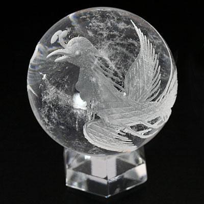 石流通センター 天然石 彫刻置物 丸玉 水晶40mm (素彫り