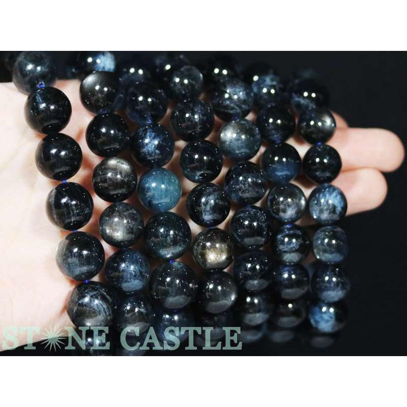 最高品質 ブラック アクアマリン ブレスレット 天然石 パワーストーン 高品質++] ブラックアクアマリンブレスレット（約10mm玉・スター