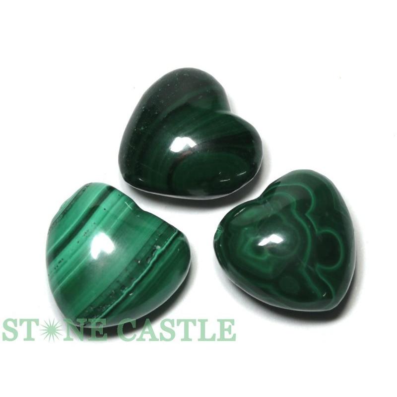 石流通センター 天然石 置き石 ハート型 S 約20mm マラカイト (3個
