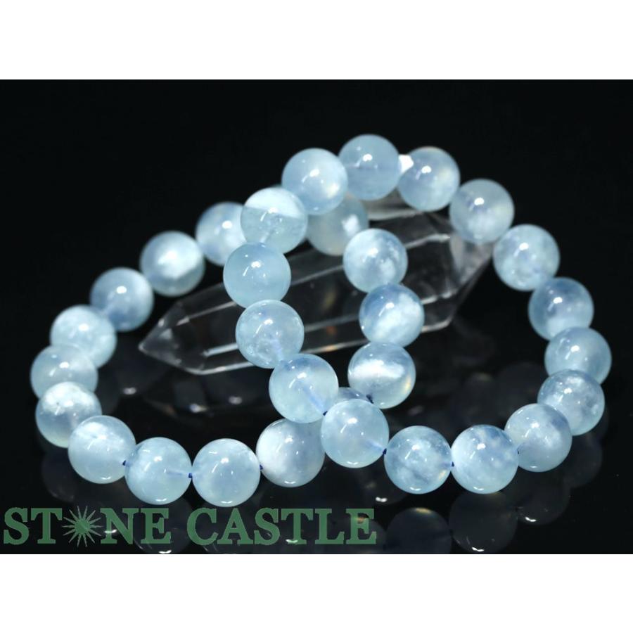 石流通センター 高品質 天然石 ブレスレット エンジェルクラウドアクアマリン (3A) (約13.5〜14mm) パワーストーン