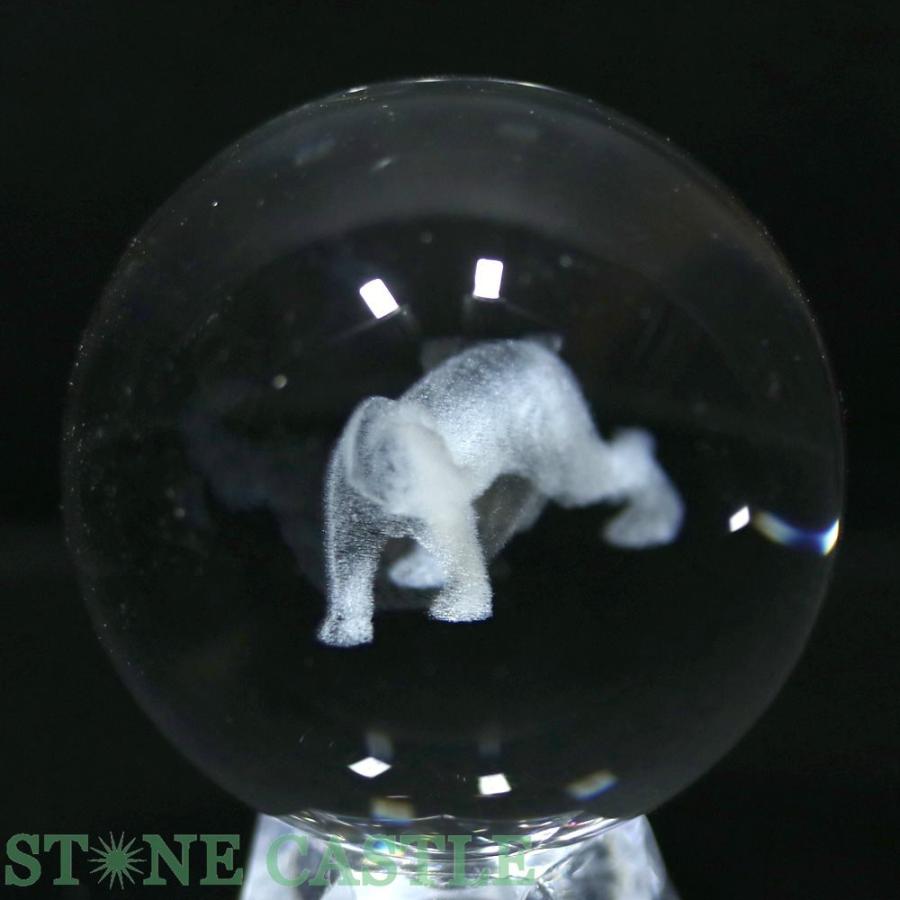 石流通センター 天然石 彫刻置物 丸玉 人工水晶 約50mm (レーザー彫刻