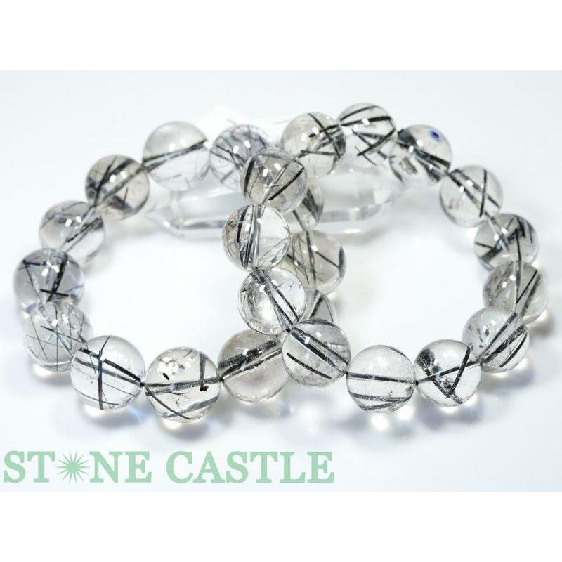 石流通センター 高品質 天然石 ブレスレット ブラックルチルクォーツ (4A) (約19〜19.5mm) (ケース付) パワーストーン