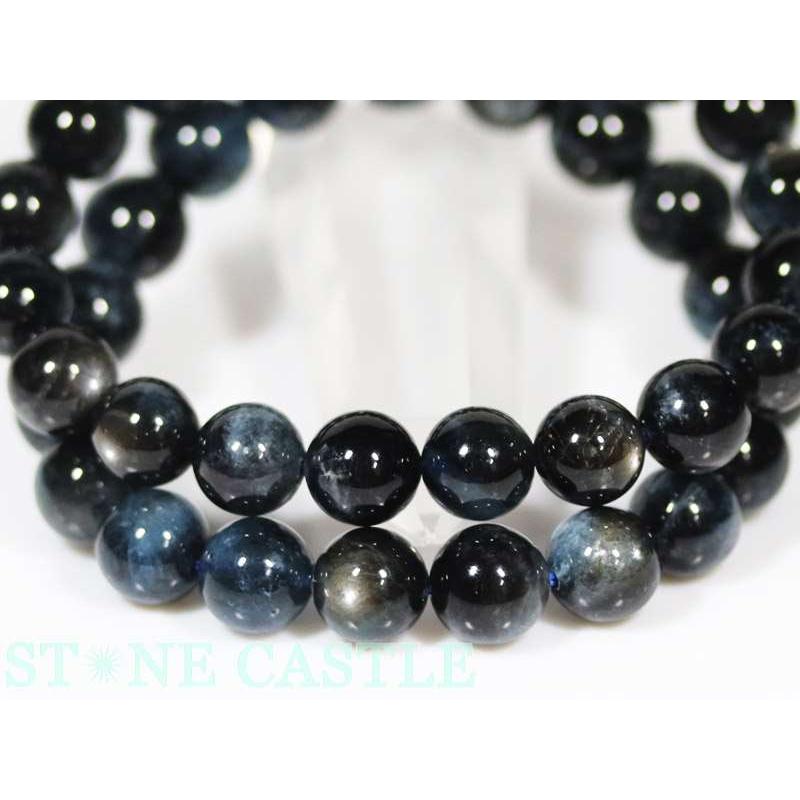 高品質ブラックアクアマリン12.8 高品質++] ブラックアクアマリンブレスレット（約12.5mm玉・スター入り