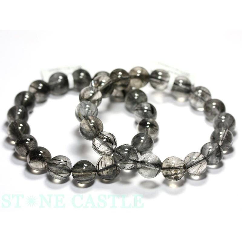 石流通センター 高品質 天然石 ブレスレット ブラックルチルクォーツ (3A) (約11〜11.5mm) パワーストーン