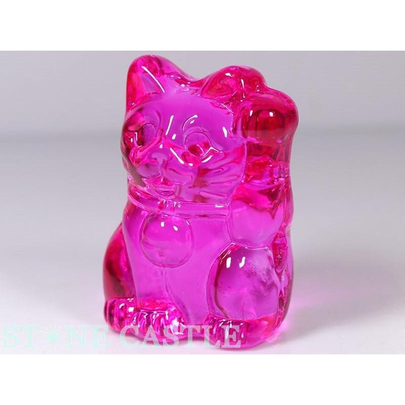 石流通センター 天然石 彫刻置物 招き猫 クリスタルガラス (小) 各色