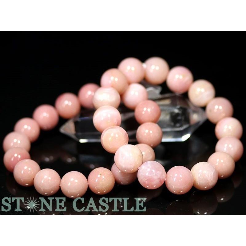 石流通センター 高品質 天然石 ブレスレット ピンクオパール (3A) 約13.5〜14mm パワーストーン