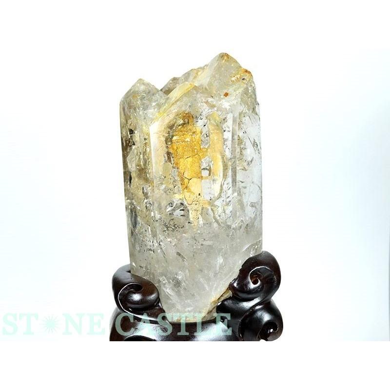 石流通センター 原石一点物 天然石 原石 水入り水晶 レインボー付 (台付) No.04 パワーストーンの画像