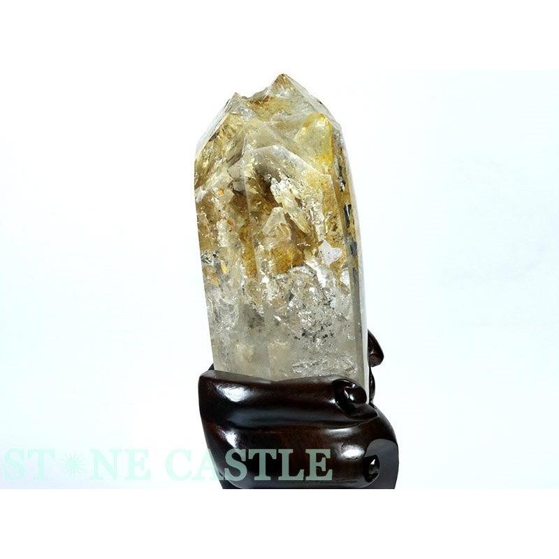 石流通センター 原石一点物 天然石 原石 水入り水晶 レインボー付 (台付) No.04 パワーストーンの画像