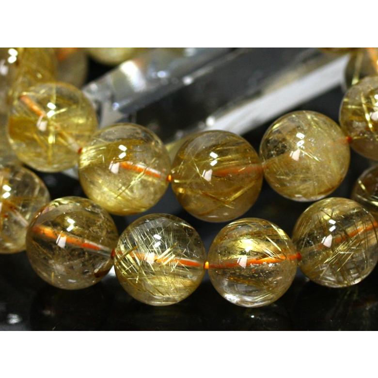 石流通センター 高品質 天然石 ブレスレット 極太タイチンルチルクォーツ (6A) (約13〜13.5mm) (ケース付) パワーストーンの画像