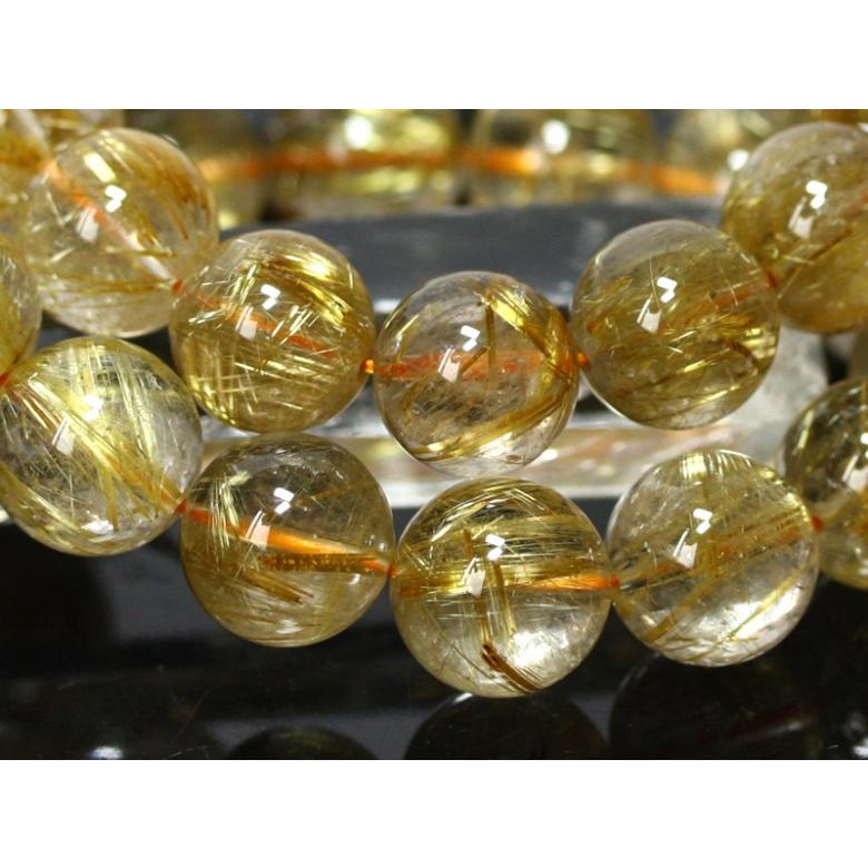 石流通センター 高品質 天然石 ブレスレット 極太タイチンルチルクォーツ (6A) (約13〜13.5mm) (ケース付) パワーストーンの画像