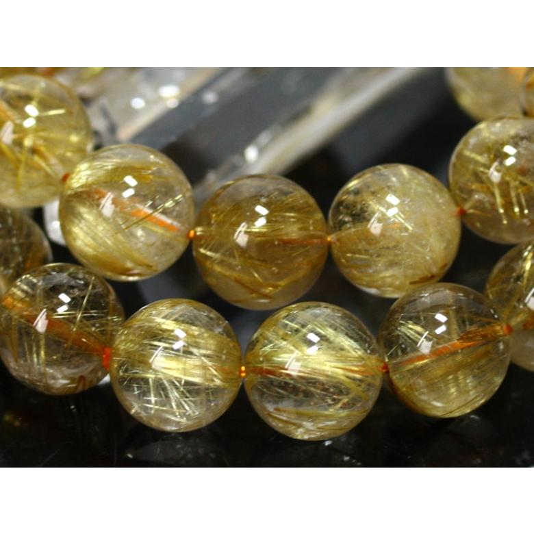 石流通センター 高品質 天然石 ブレスレット 極太タイチンルチルクォーツ (6A) (約13〜13.5mm) (ケース付) パワーストーンの画像