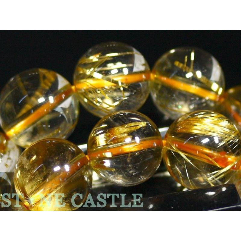石流通センター 高品質 天然石 ブレスレット 極太タイチンルチルクォーツ (6A) (約11〜11.5mm) (ケース付) パワーストーンの画像