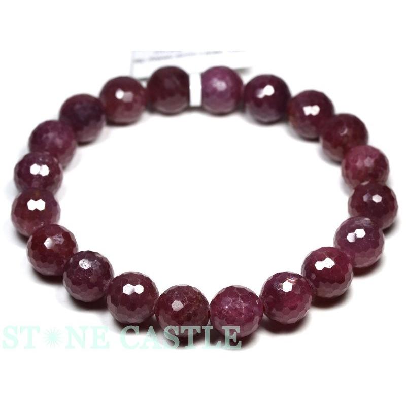 石流通センター 高品質 天然石 ブレスレット ルビー 128面カット (5A