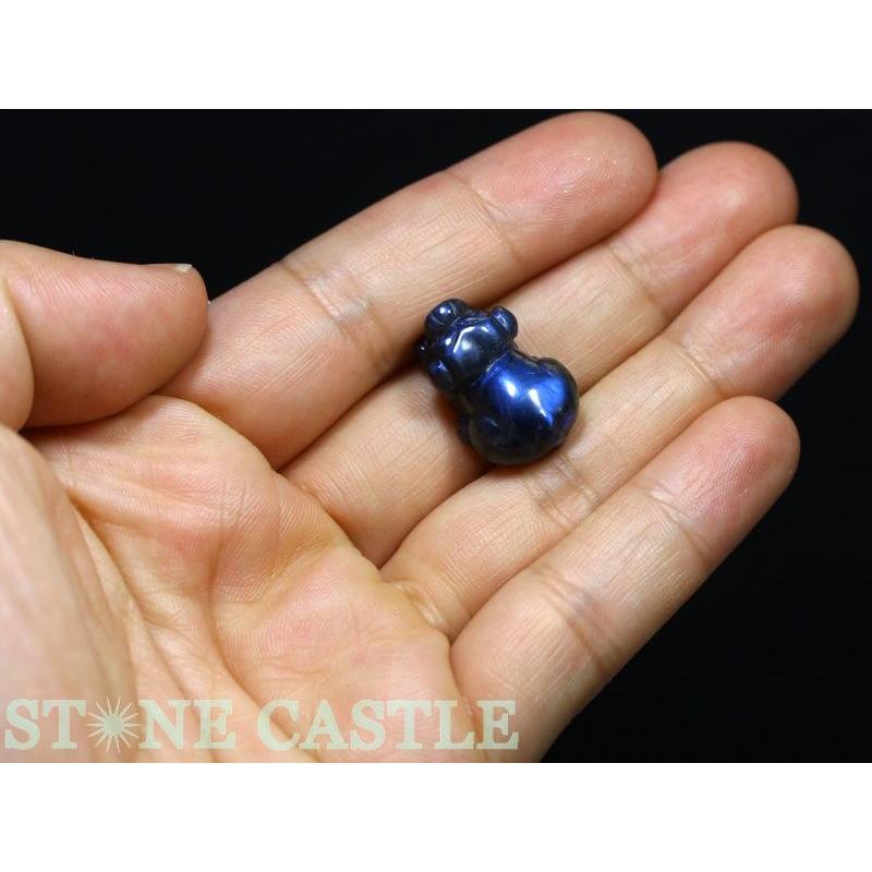 石流通センター 置物一点物 天然石 彫刻置物 犬 キャッツアイブラック