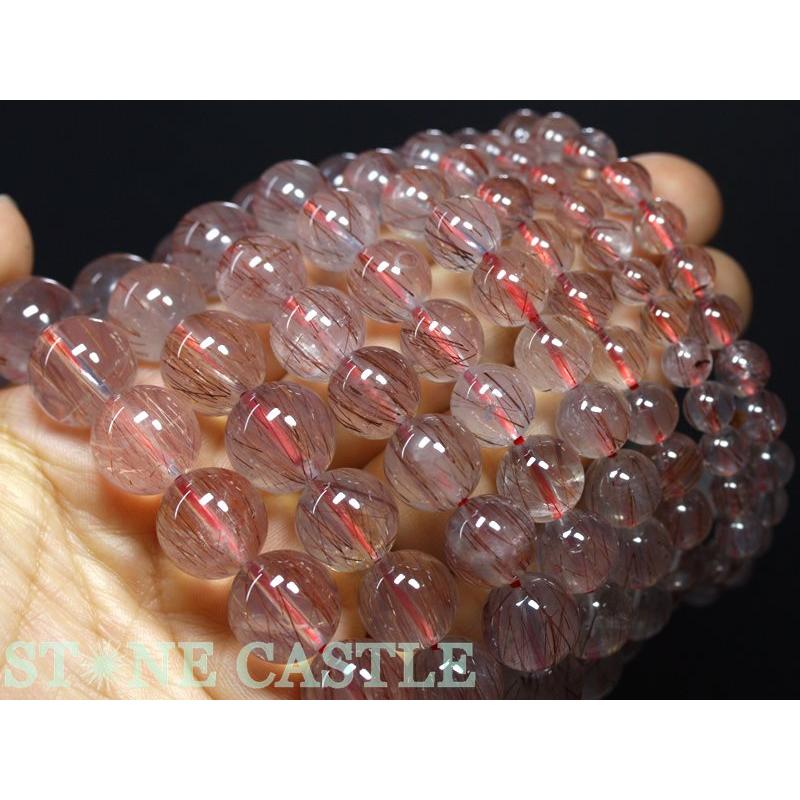 石流通センター 高品質 天然石 ブレスレット レッドルチルインムーンクォーツ (3A) (約13〜13.5mm) パワーストーンの画像