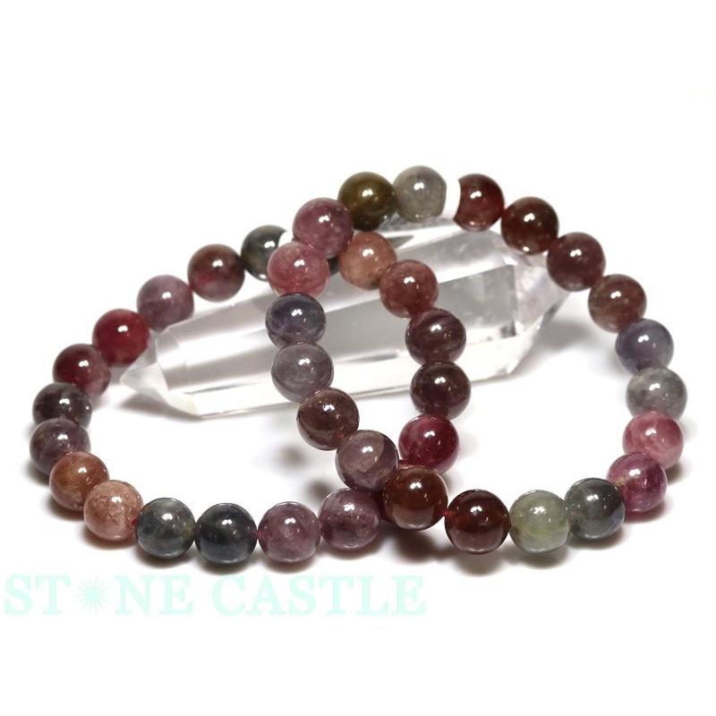 石流通センター 高品質 天然石 ブレスレット スピネル マルチカラー (3A) (約10〜10.5mm) (ケース付) パワーストーン