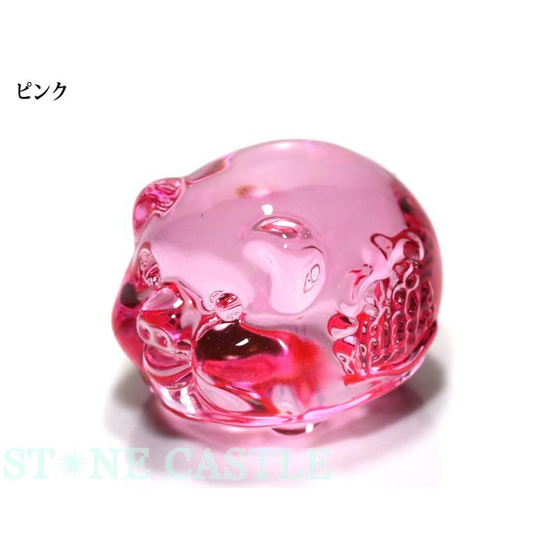 石流通センター 天然石 彫刻置物 福豚(招財進寶) クリスタルガラス (小