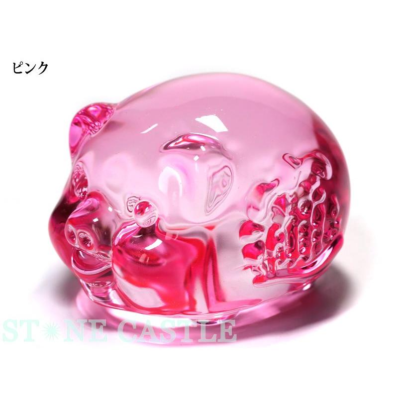 石流通センター 天然石 彫刻置物 福豚(招財進寶) クリスタルガラス (大