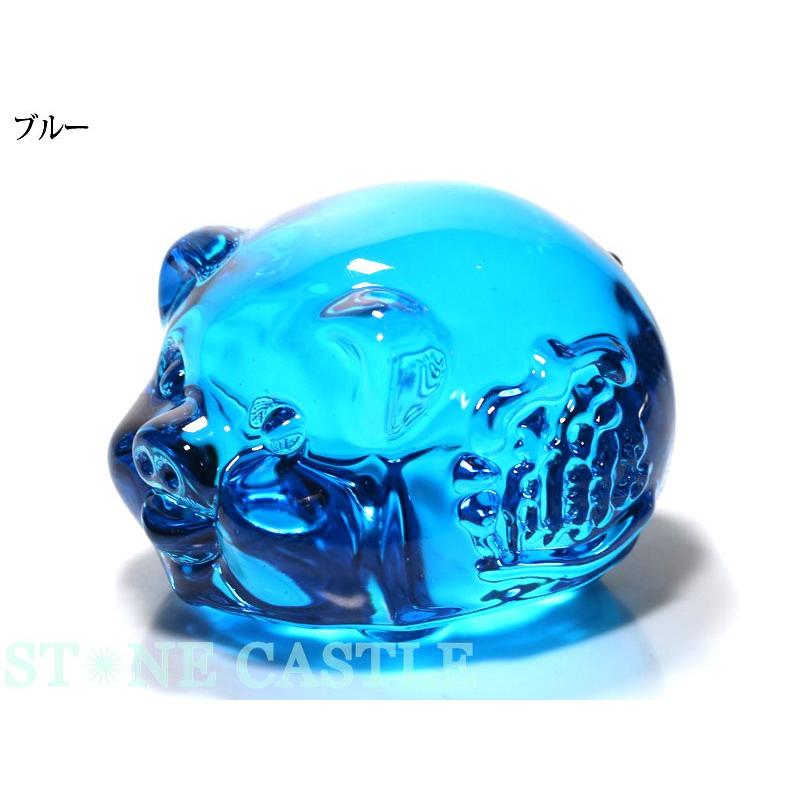 石流通センター 天然石 彫刻置物 福豚(招財進寶) クリスタルガラス (大
