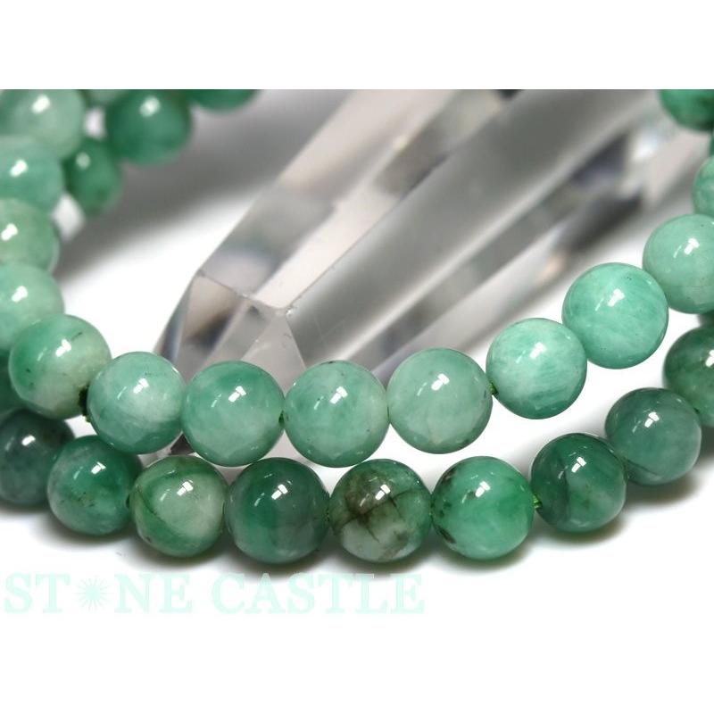 石流通センター 高品質 天然石 ブレスレット エメラルド (6A) (ブラジル産) (約7.5〜8mm) パワーストーンの画像