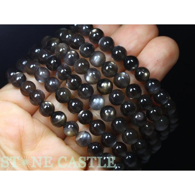 石流通センター 高品質 天然石 ブレスレット キャッツアイブラックスターサンストーン (5A) (約8〜8.5mm) (鑑別済) パワーストーン_4