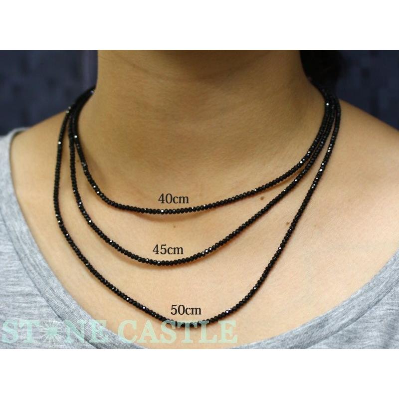 石流通センター 高品質 天然石 ネックレス ブラックスピネル 3mmカット 