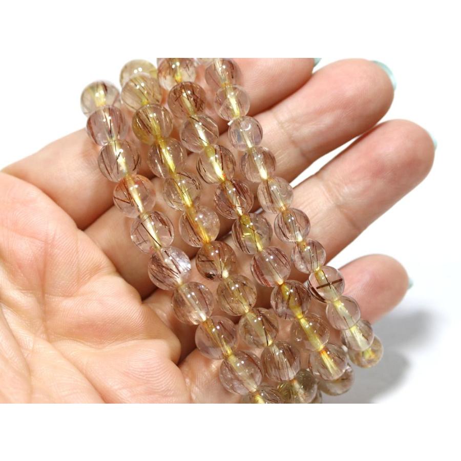 石流通センター 高品質 ブレスレット 山梨水晶 (ピンク) (約7〜7.5mm) 天然石 パワーストーンの画像