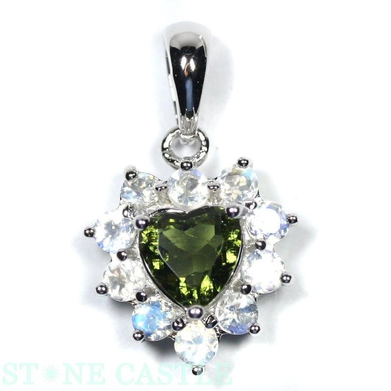 高品質 ペンダント モルダバイト&ブルームーンストーン (ブリリアント