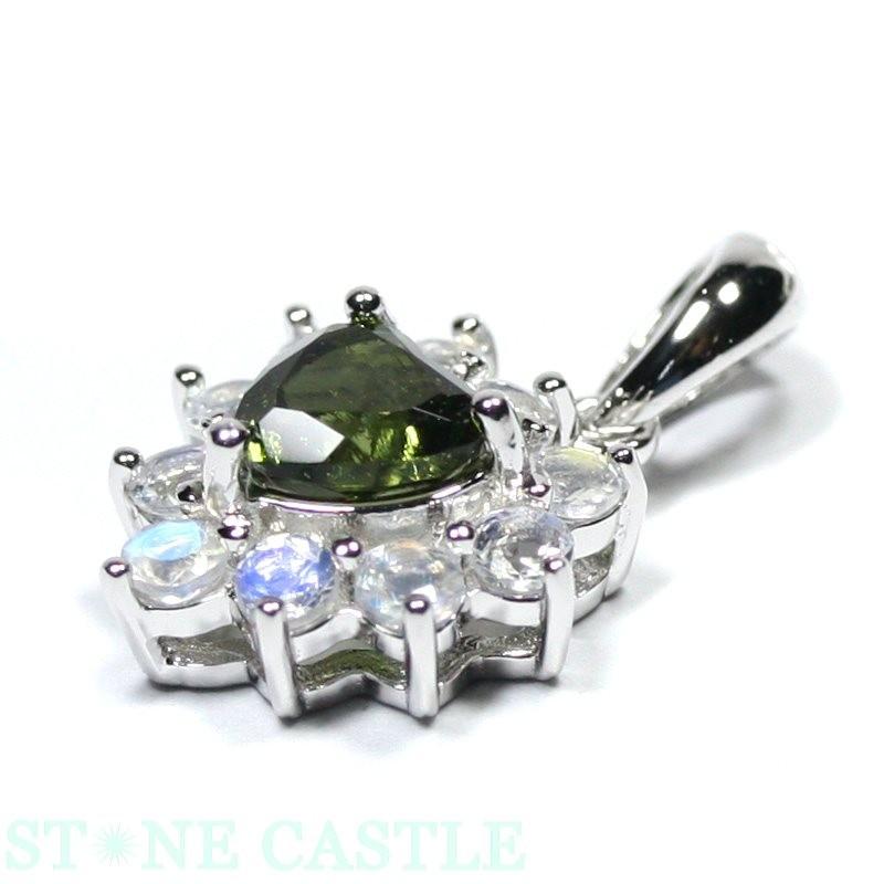 高品質 ペンダント モルダバイト&ブルームーンストーン (ブリリアント