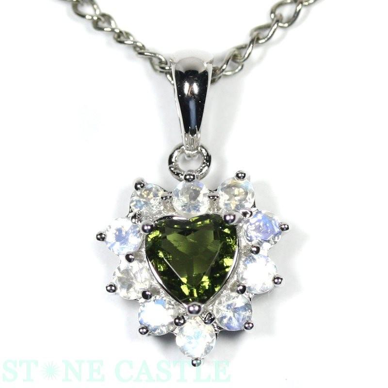 高品質 ペンダント モルダバイト&ブルームーンストーン (ブリリアント