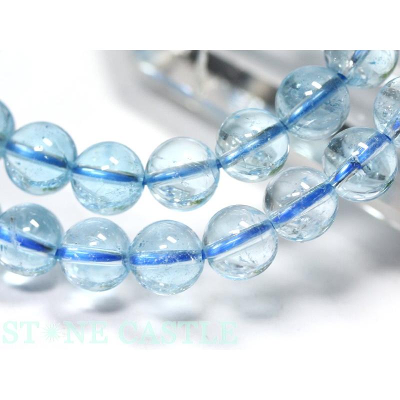 石流通センター 高品質 天然石 ブレスレット ブルートパーズ (5A) (約7〜7.5mm) パワーストーンの画像