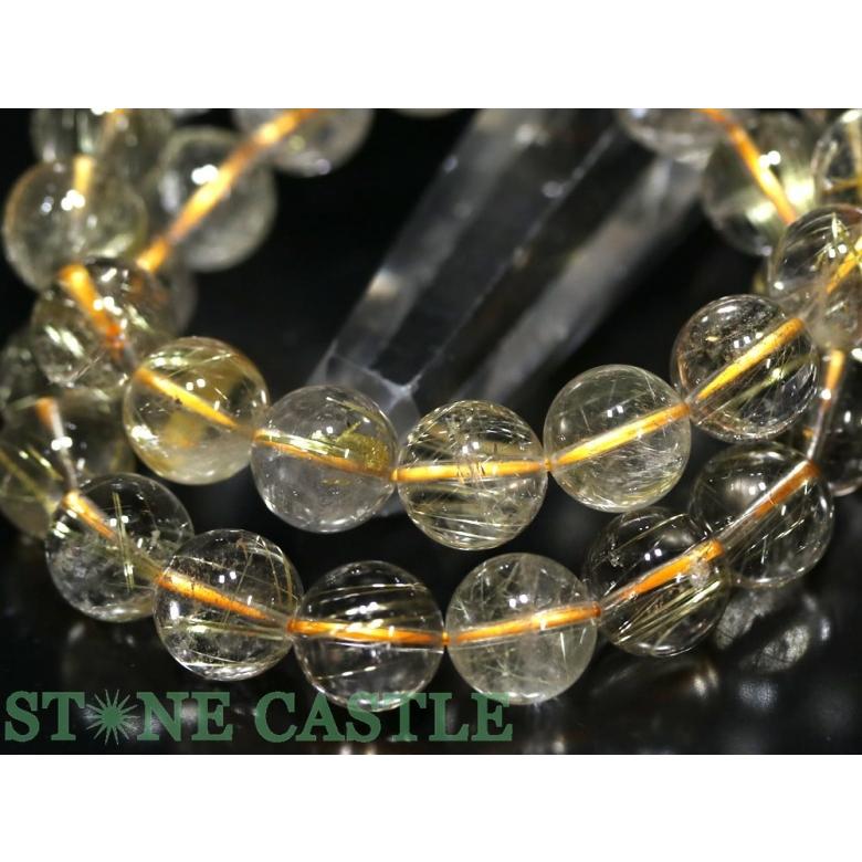石流通センター 高品質 天然石 ブレスレット ゴールデンルチルクォーツ (3A) (約13〜13.5mm) (ケース付) パワーストーン_1