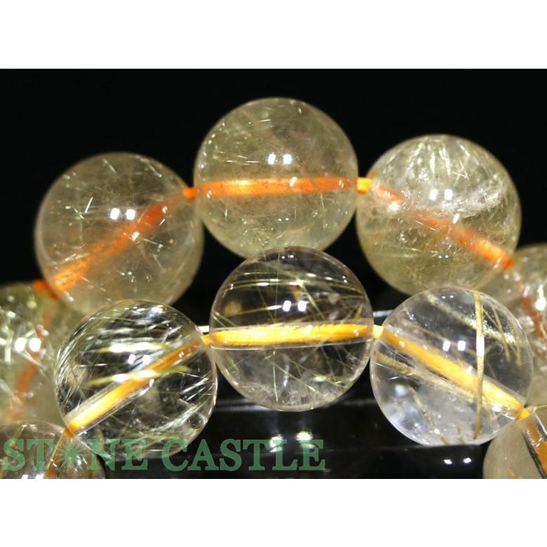 石流通センター 高品質 天然石 ブレスレット ゴールデンルチルクォーツ (3A) (約13〜13.5mm) (ケース付) パワーストーン_3