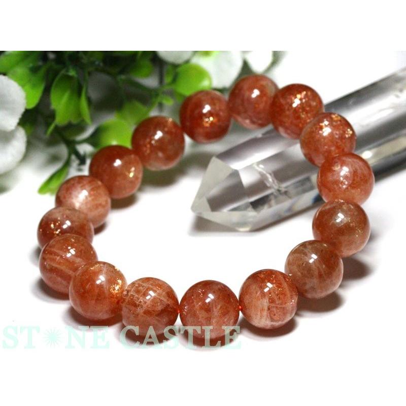 サンストーンブレスレット13ミリ 石流通センター 高品質 ブレスレット サンストーン(3A) (約12.5〜13mm