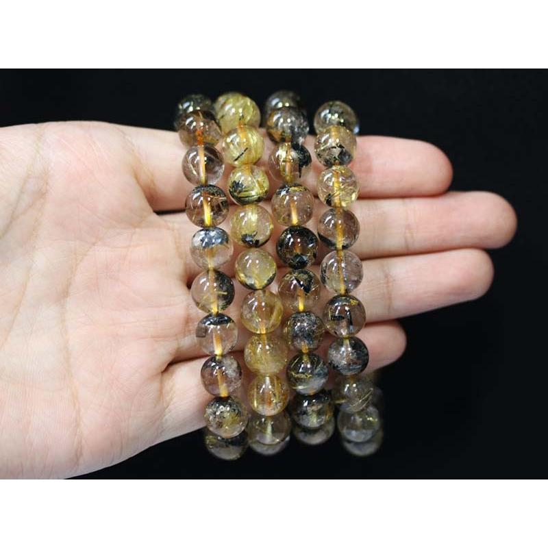 石流通センター 高品質 天然石 ブレスレット 太陽タイチンルチルクォーツ (3A) (約9.5〜10mm) パワーストーンの画像