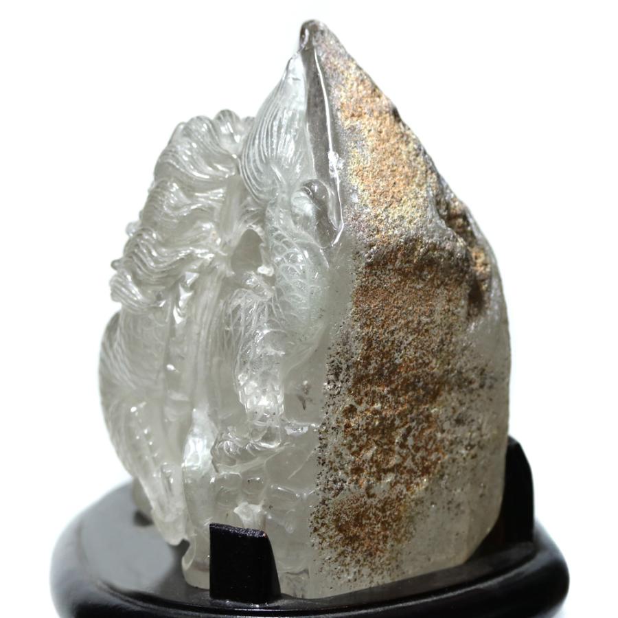 石流通センター 置物一点物 彫刻置物 龍 水晶 (ガーデン付) (台付) No