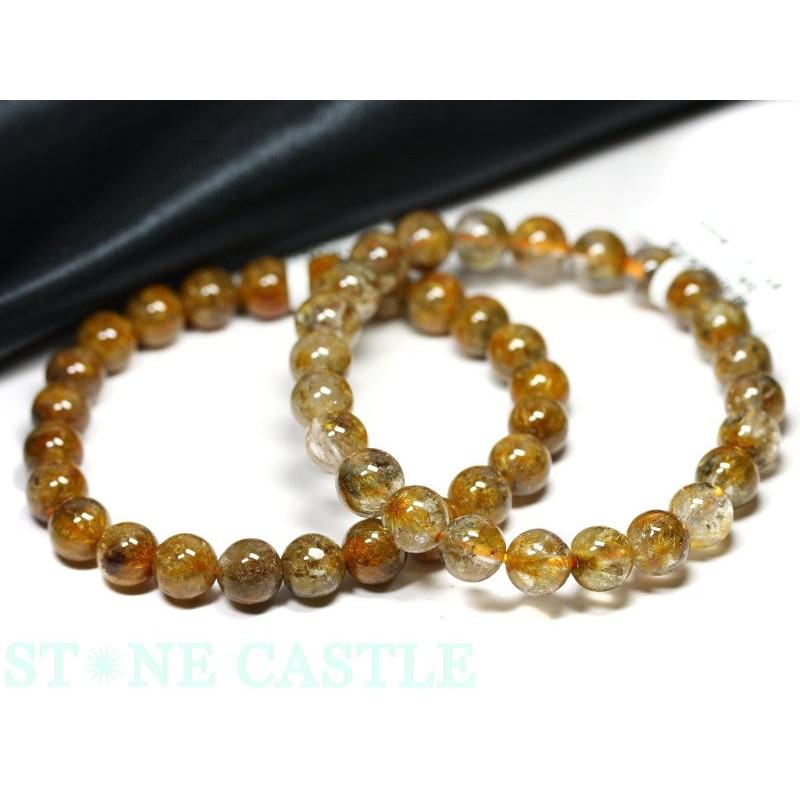 石流通センター 高品質 天然石 ブレスレット 菊花タイチンルチルクォーツ (3A) (約7〜7.5mm) パワーストーン