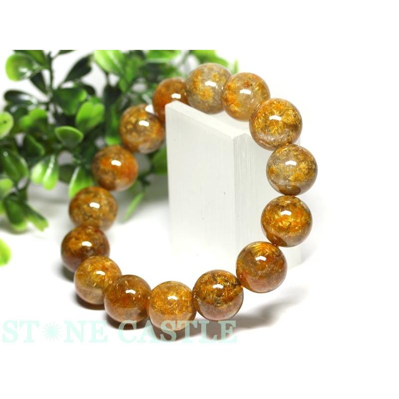 石流通センター 高品質 天然石 ブレスレット 菊花タイチンルチルクォーツ (5A) (約13.5〜14mm) (ケース付) パワーストーンの画像