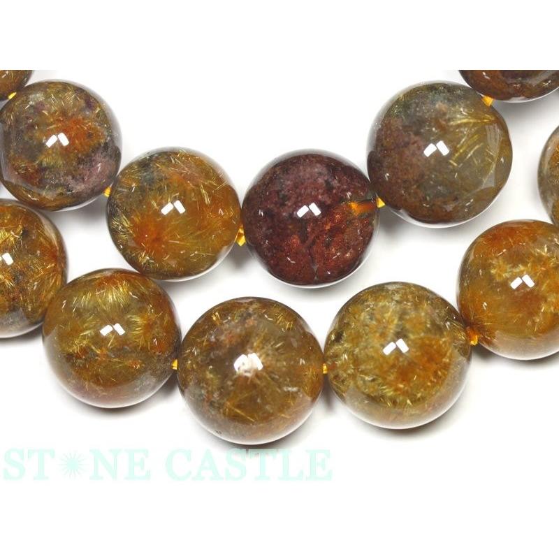 石流通センター 高品質 天然石 ブレスレット 菊花タイチンルチルクォーツ (5A) (約13.5〜14mm) (ケース付) パワーストーンの画像