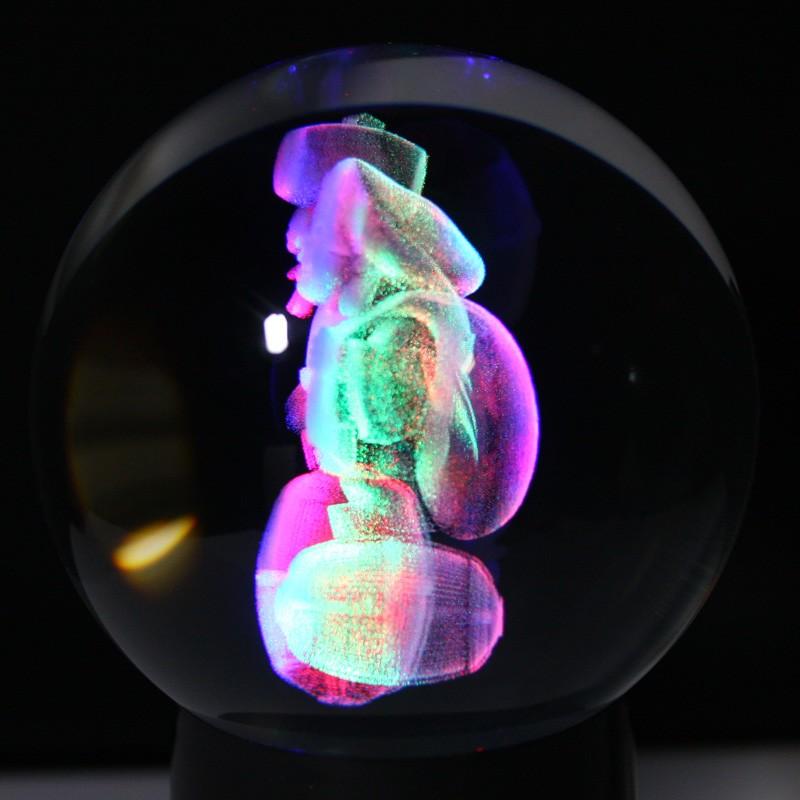 石流通センター 天然石 彫刻置物 丸玉 人工水晶 約90mm (レーザー彫刻 