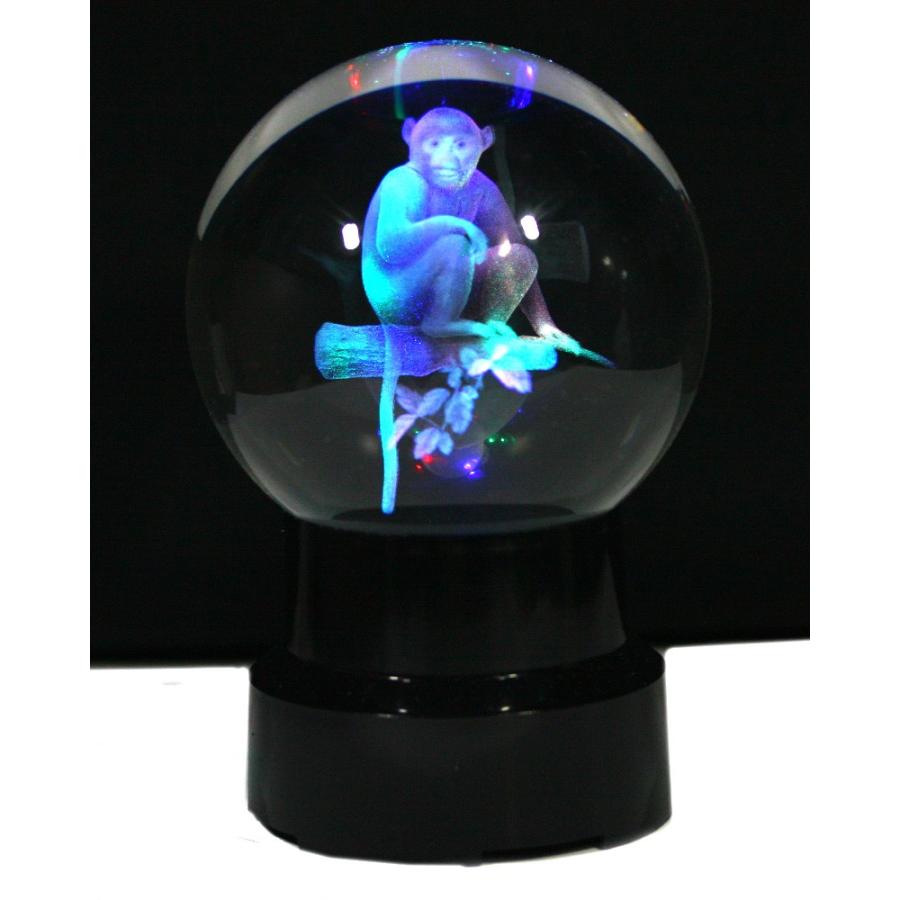 石流通センター 天然石 彫刻置物 丸玉 人工水晶 約90mm (レーザー彫刻