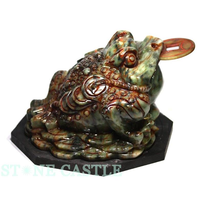 限定SALE 天然石翡翠 3本足のカエル 置物