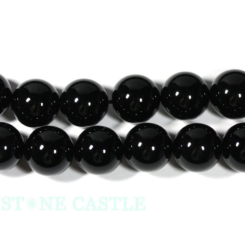 石流通センター 天然石 ビーズ アクセサリー 丸ビーズ 天然チベット産黒水晶(モリオン) (3A) 16mm (半連 ブレスレット約1本分) パワーストーン