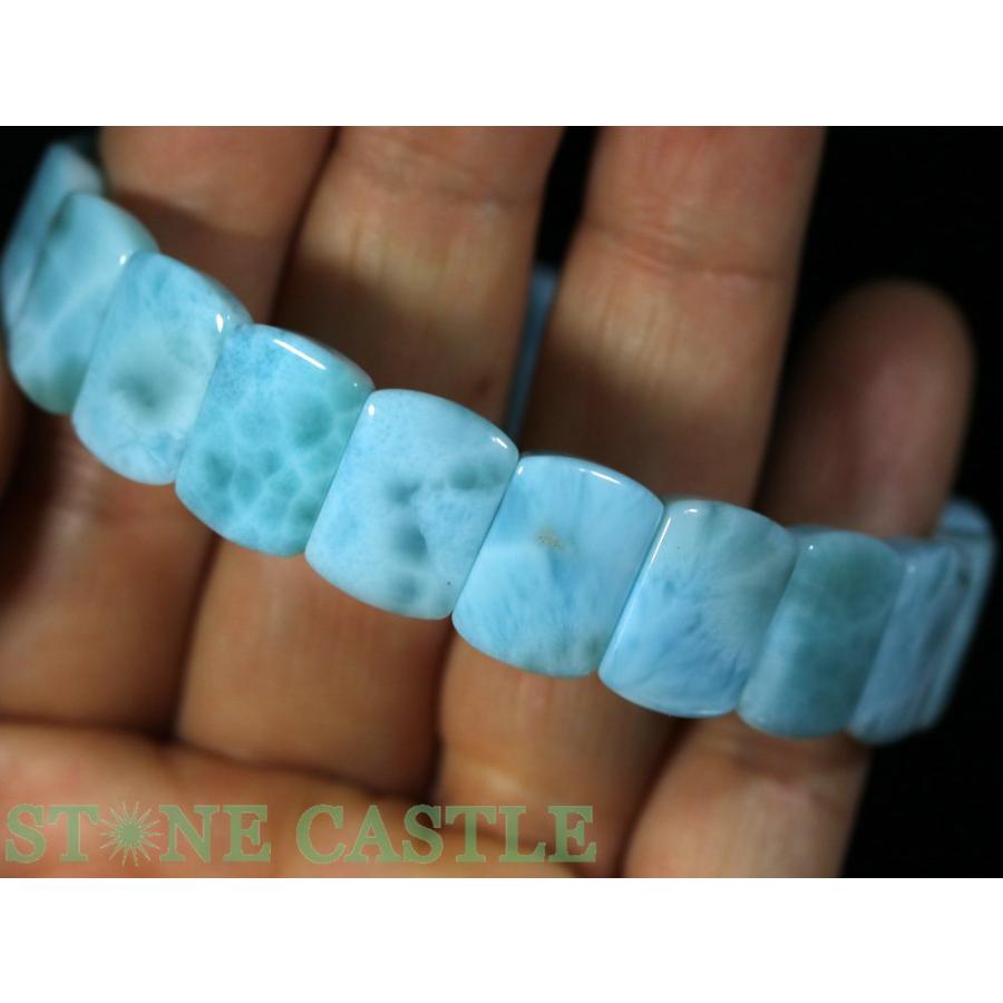 石流通センター 一点物 天然石 ブレスレット ラリマー (5A) バングル 約11x15x5mm No.02 (ケース付) パワーストーンの画像