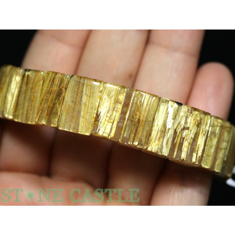 石流通センター 一点物 天然石 ブレスレット 極太タイチンルチル (5A) バングル No.08 約15x8x6mm (ケース付) パワーストーンの画像