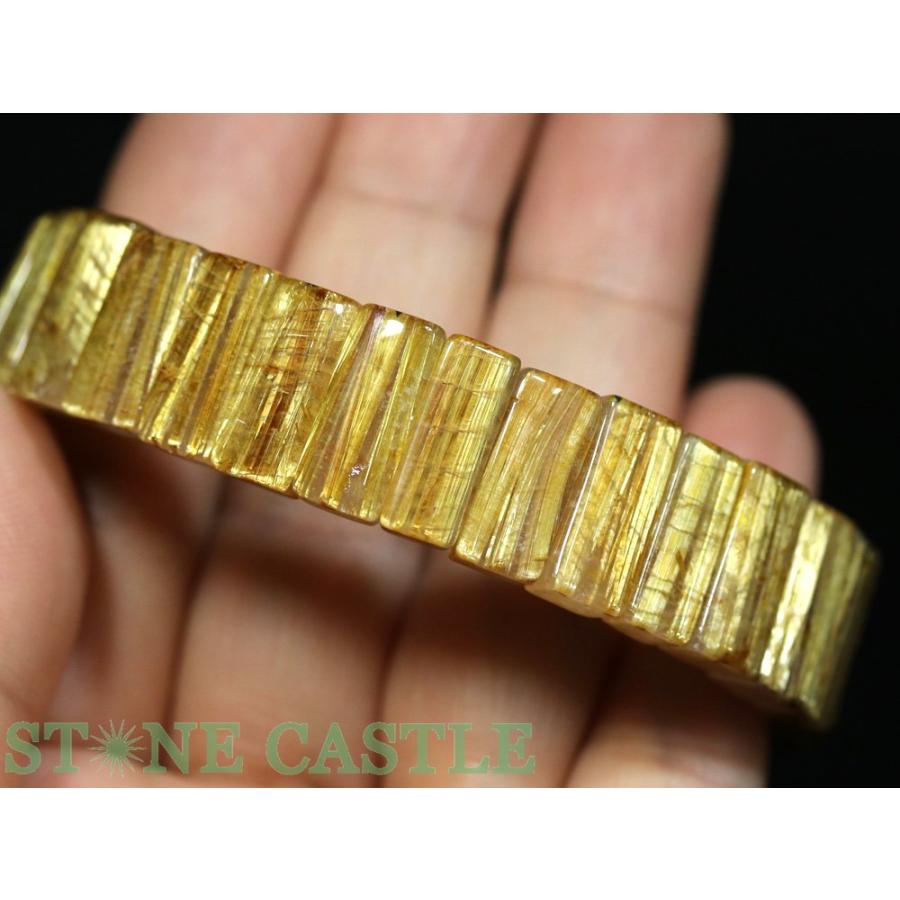 石流通センター 一点物 天然石 ブレスレット 極太タイチンルチル (5A) バングル No.08 約15x8x6mm (ケース付) パワーストーンの画像